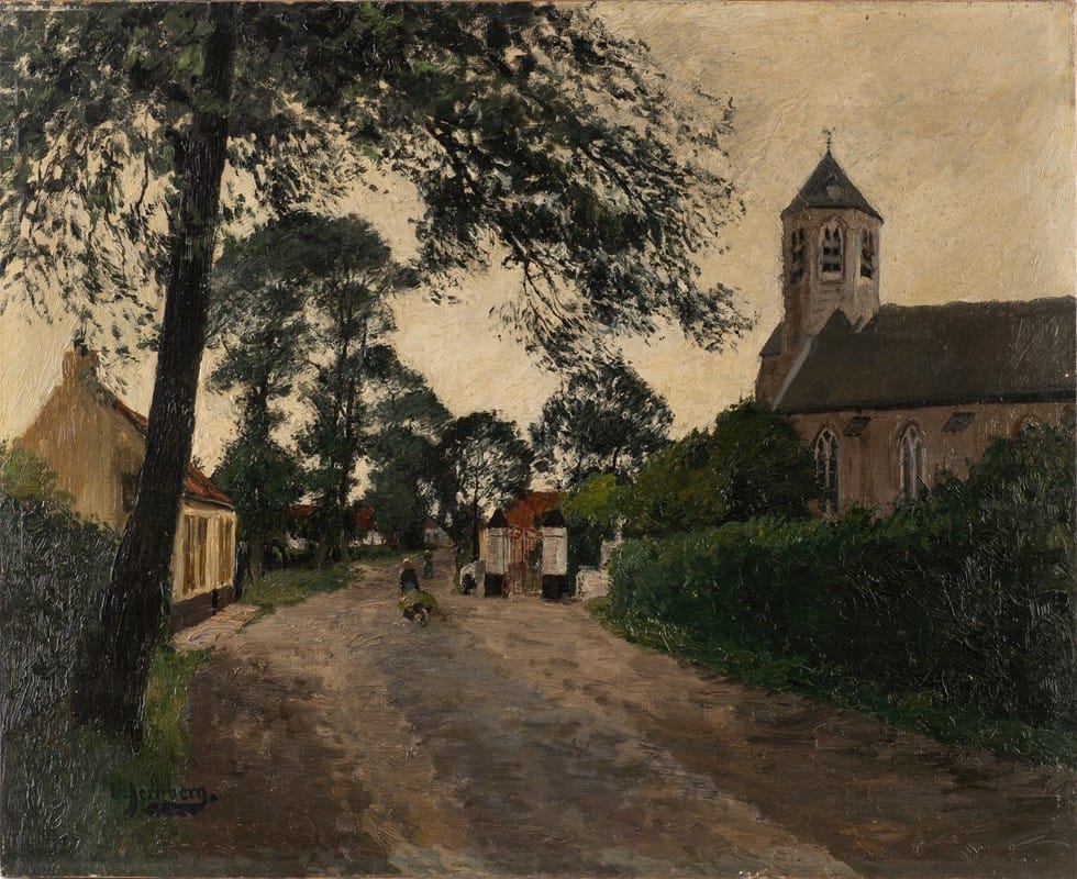 Olof August Andreas Jernberg - Village street with church