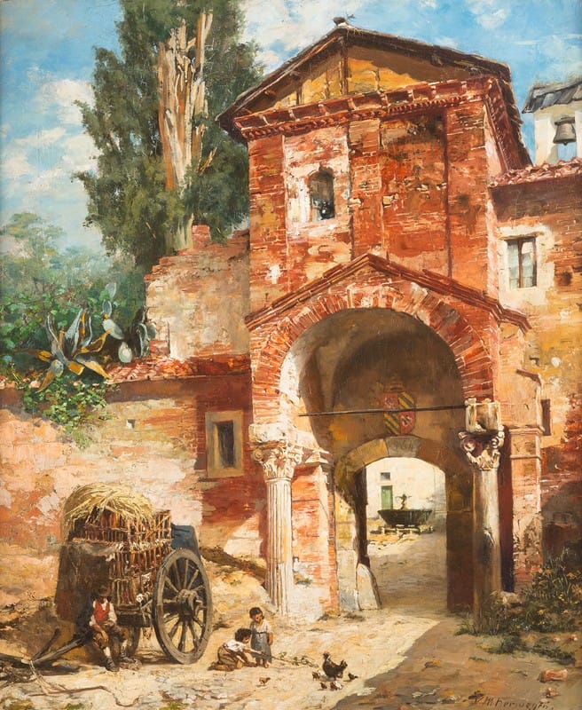 Veronika Maria Herwegen-Manini - Town gate in southern landscape