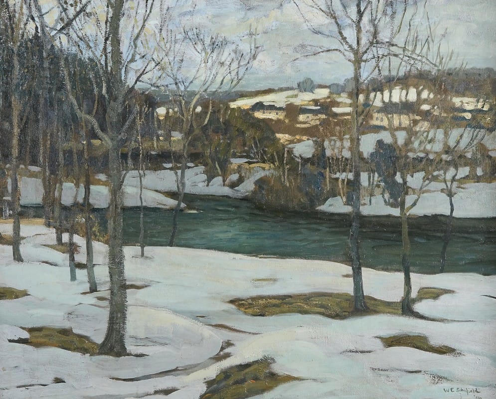 Walter Elmer Schofield - River in Snow