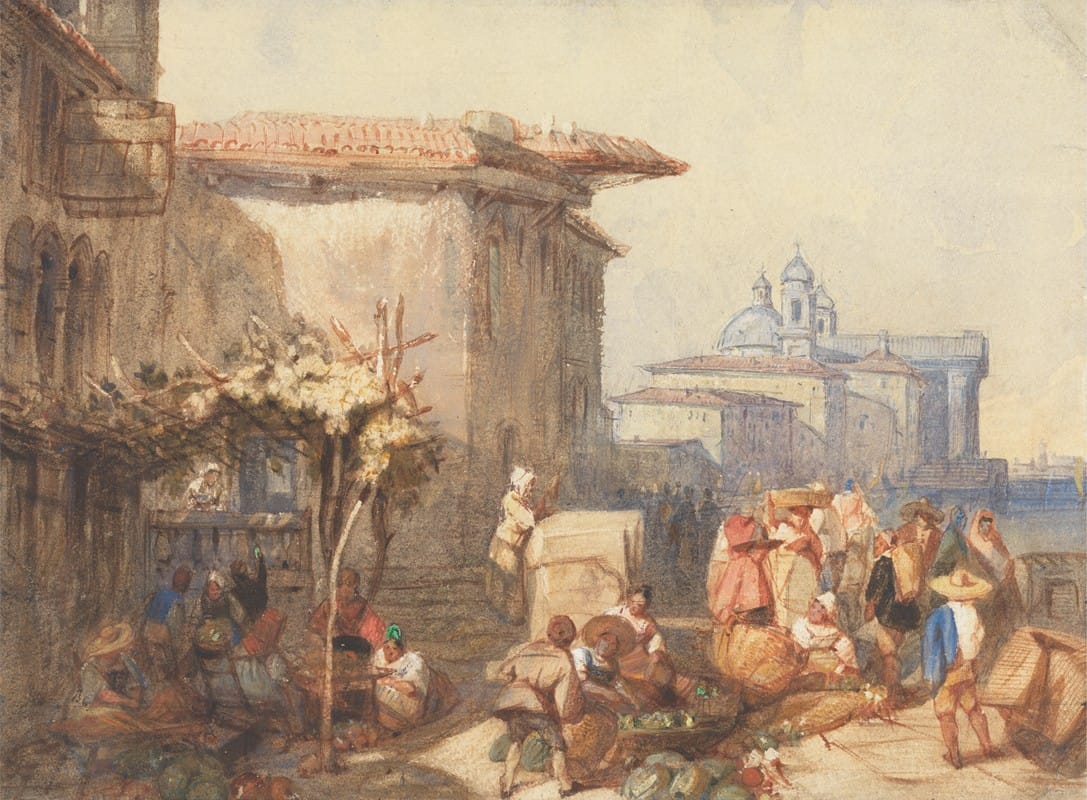 Charles Bentley - A Market Scene in Venice
