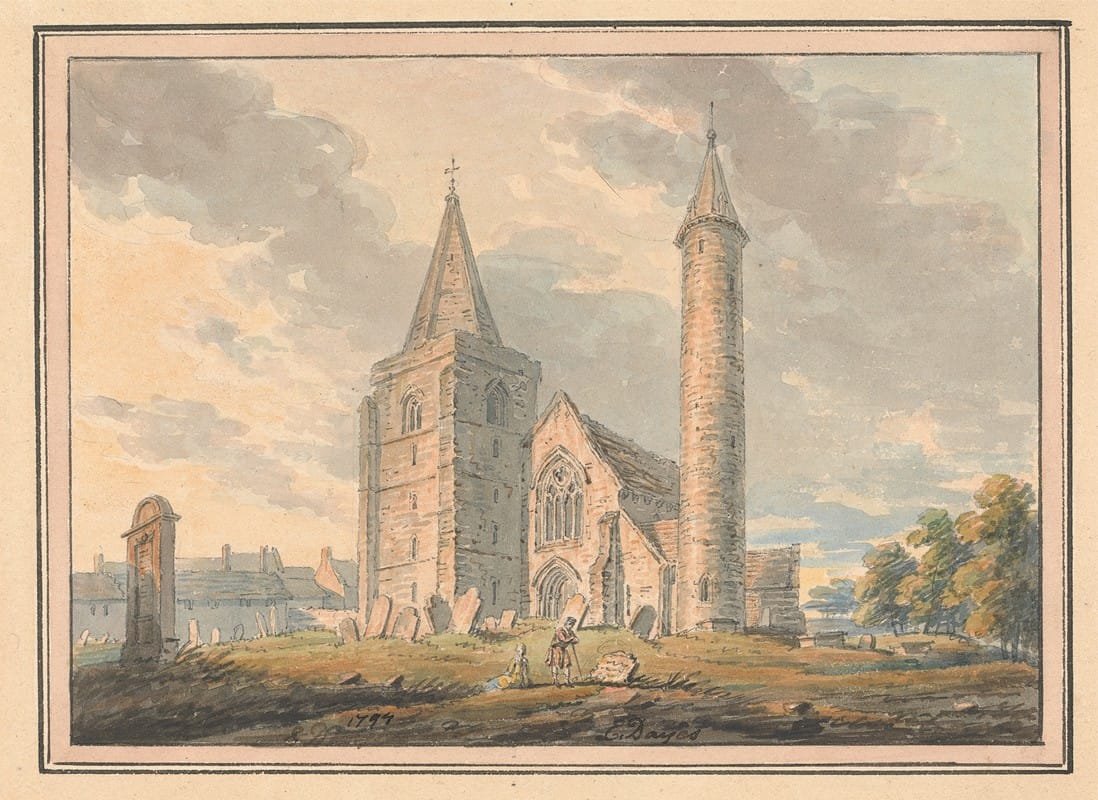 Edward Dayes - Brechin Cathedral and round tower, Forfarshire, Scotland