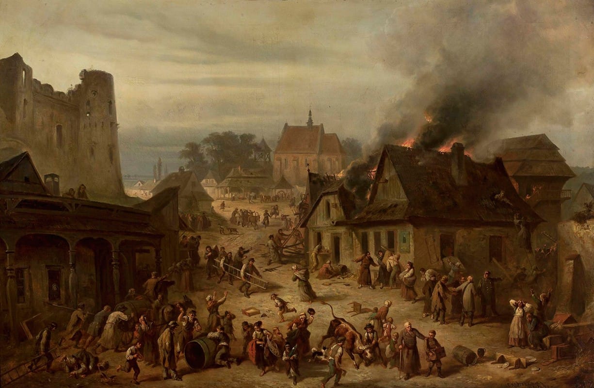 Franciszek Kostrzewski - Town on fire