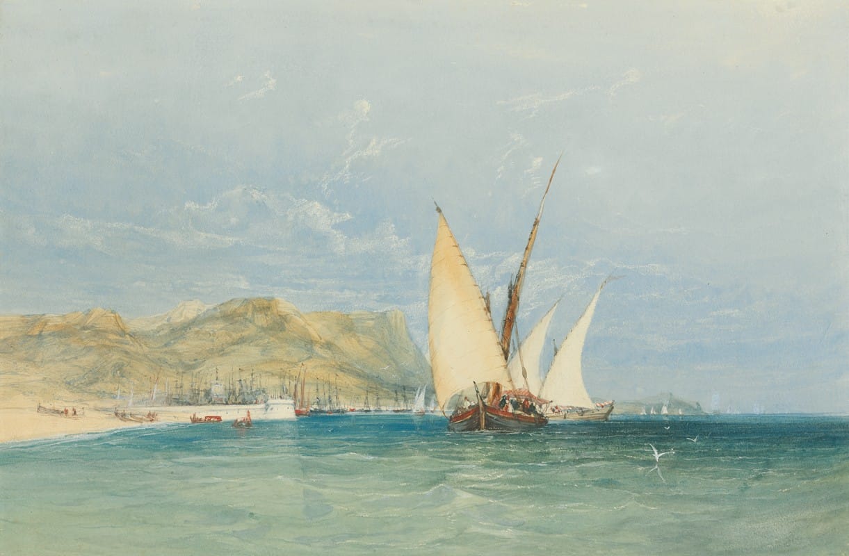 James Holland - Coast Scene with Sailing Boats