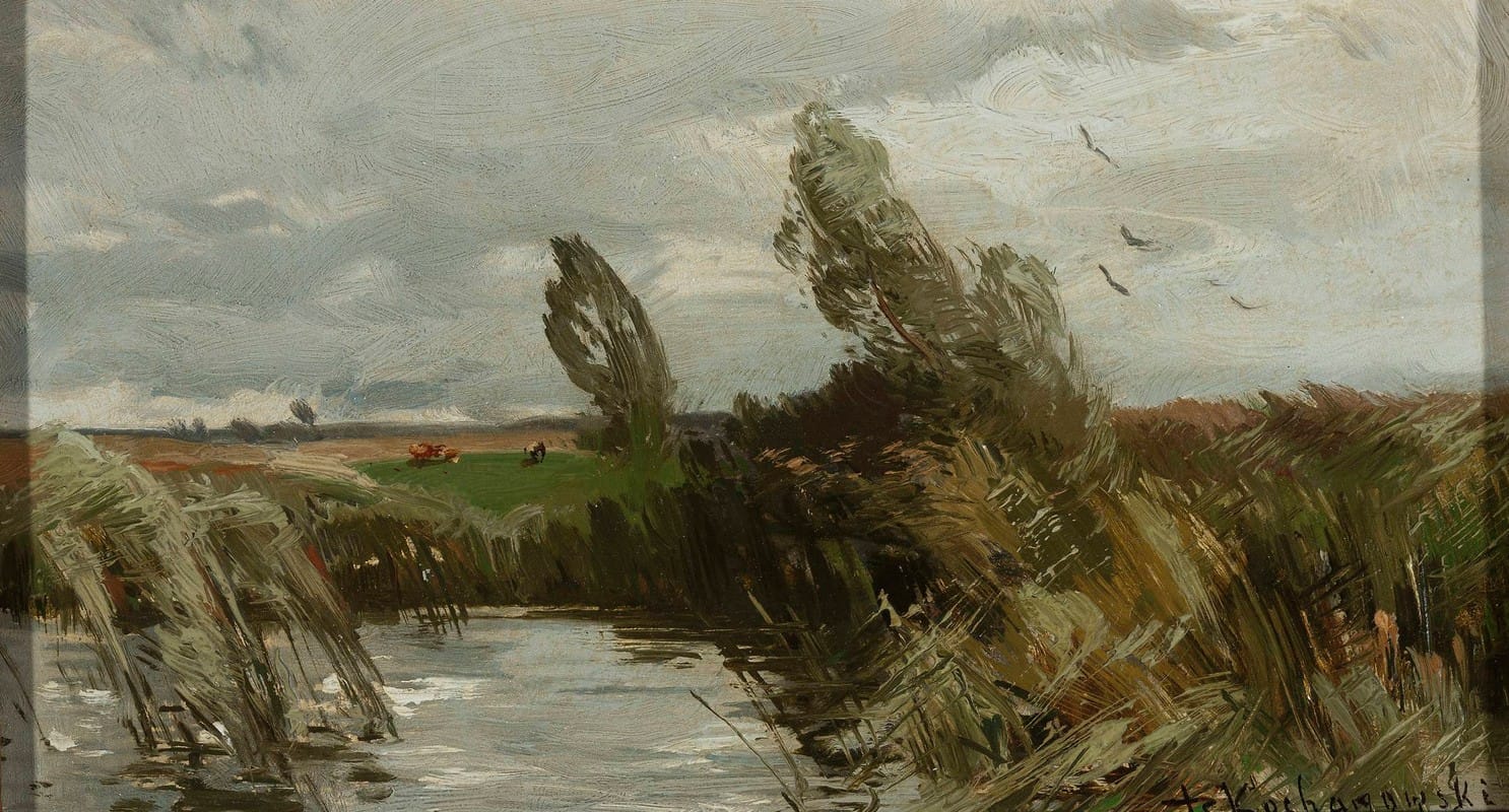 Roman Kazimierz Kochanowski - Landscape with water and bulrush