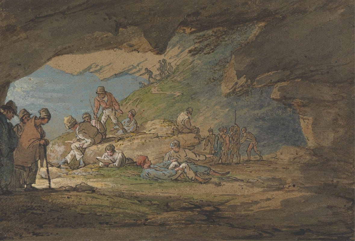 William Payne - A Cave in Sunlight, with Figures