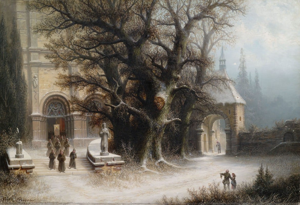 Albert Bredow - Procession at a Snowy Monastery