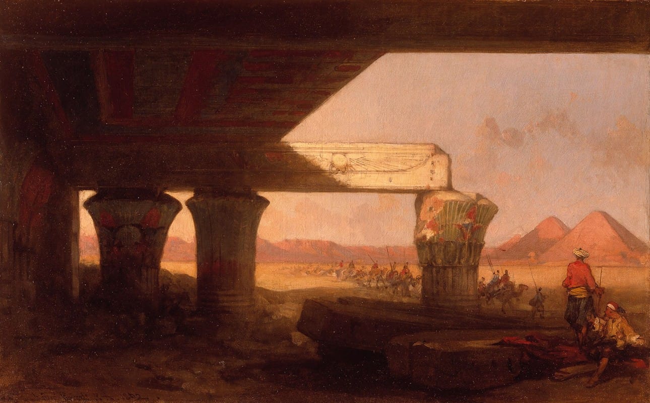David Roberts - Egyptian Landscape with a Distant View of the Pyramids