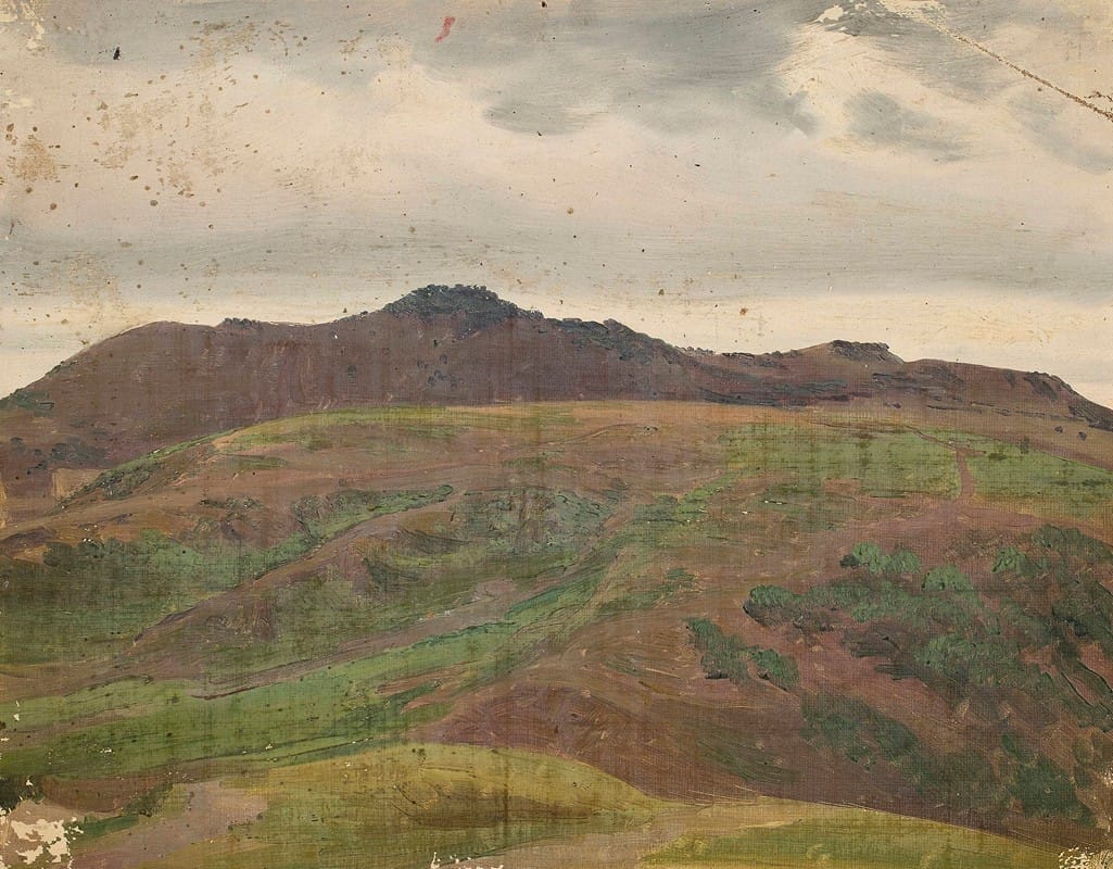 Chrystian Breslauer - Landscape with a meadow and a range of hills, sketch