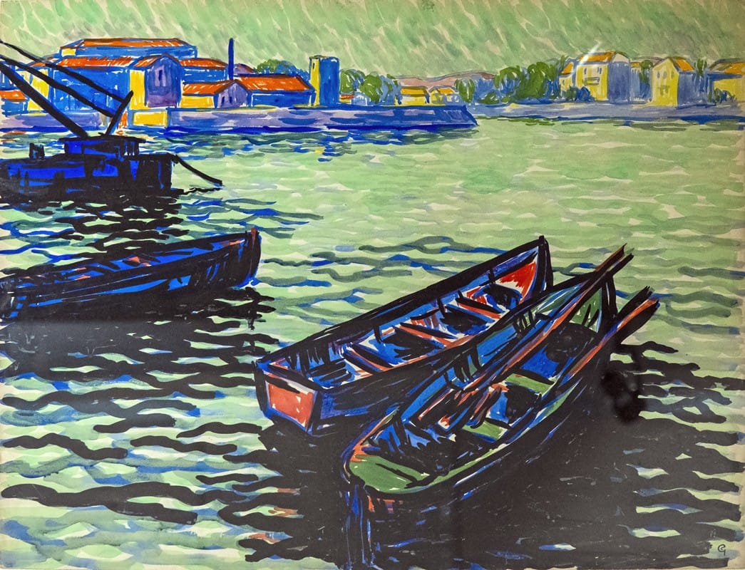 Georges Gaudion - Boats at the Bazacle in Toulouse