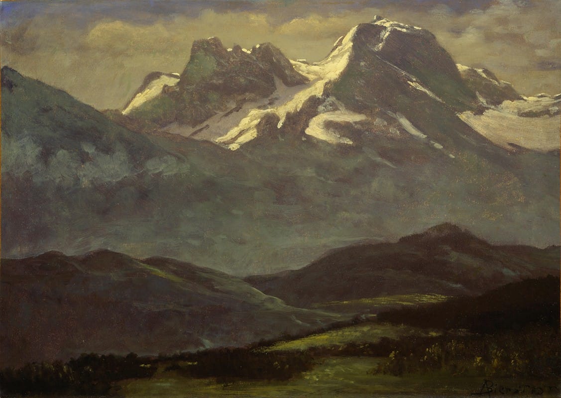 Albert Bierstadt - Summer Snow on the Peaks or Snow Capped Mountains