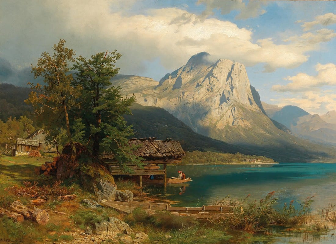 August Wilhelm Leu - A View of Lake Grundlsee with Backenstein