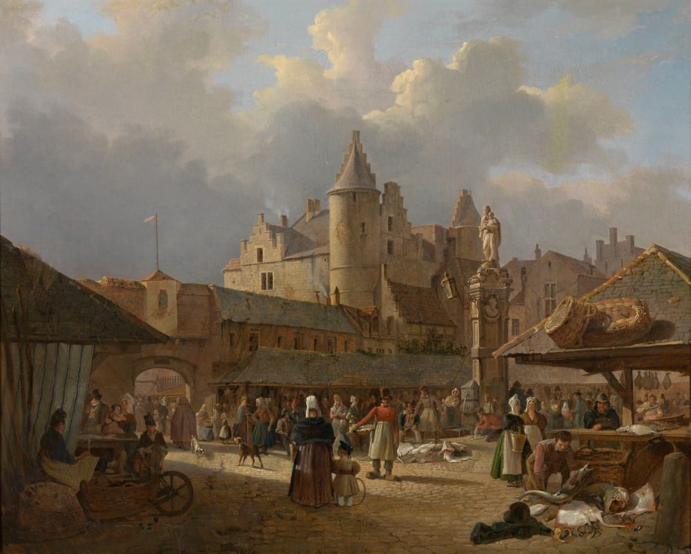 François Antoine Bossuet - The Old Fish Market in Antwerp