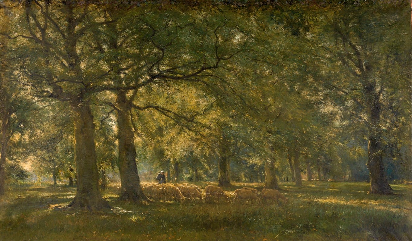 Franz Courtens - Landscape with Sheep