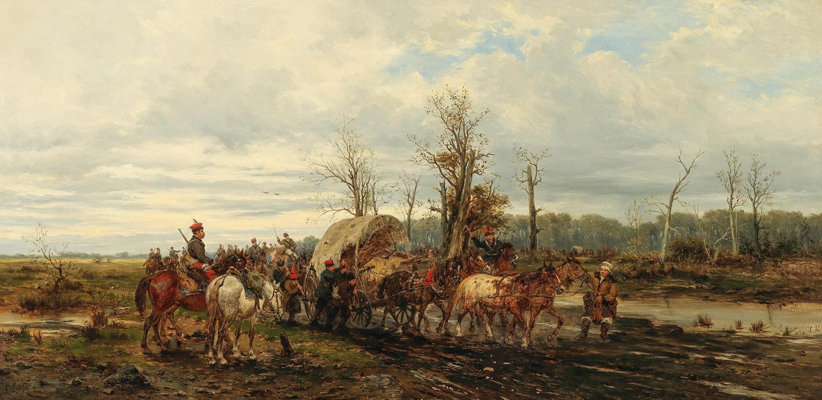 Ludwig Gedlek - Cossacks on a Country Road