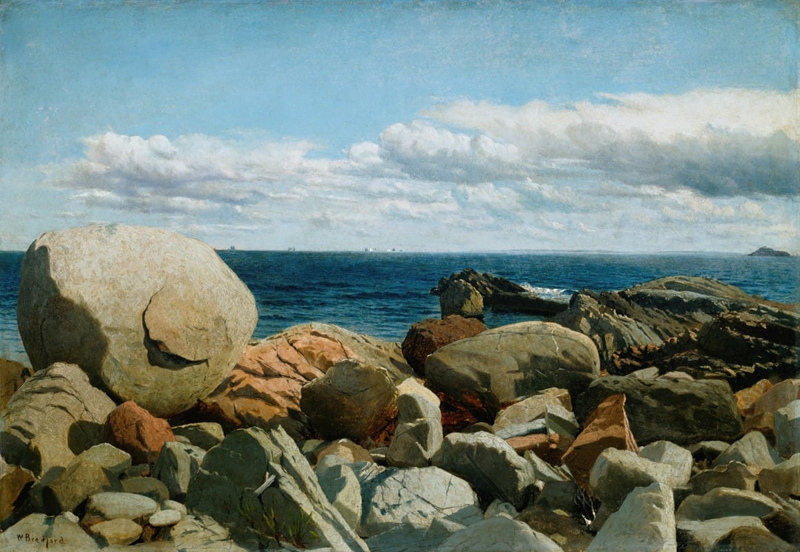 William Bradford - Coastal Rocks, Nahant; A Sketch