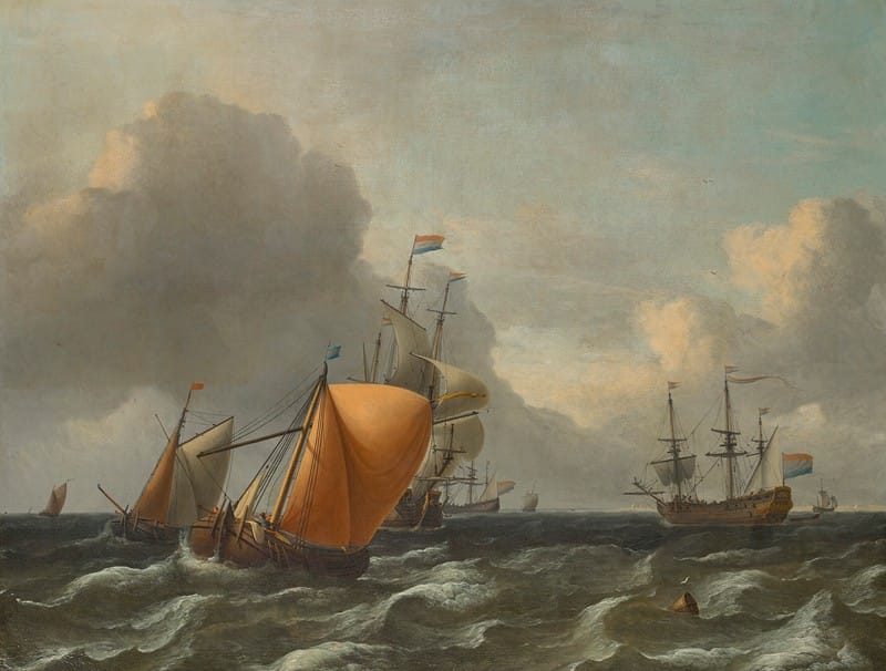 Aernout Smit - Dutch Men o’war on choppy waters