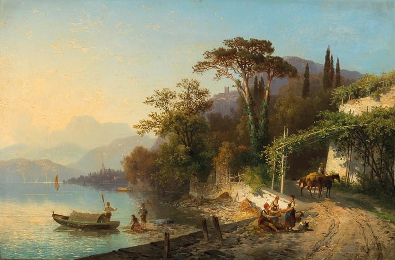 Carl Hasch - A View of Lake Garda