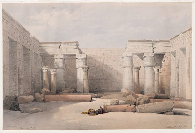 David Roberts - Medinet Abou [Medinet Habu], Thebes. Dec. 5th, 1832.