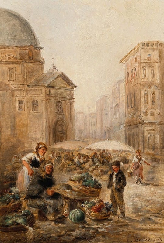 Emil Barbarini - A Market Scene