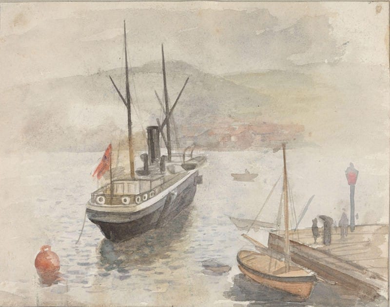 Frederik Collett - Båter ved havn