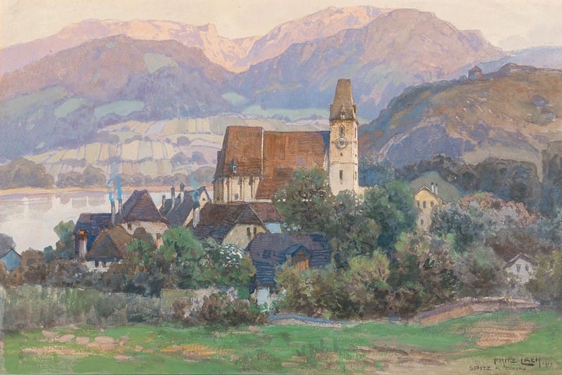Fritz Lach - A view of Spitz in the Wachau valley
