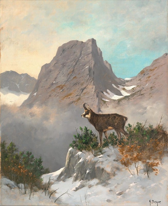Georg Berger - A Chamois High in the Mountains