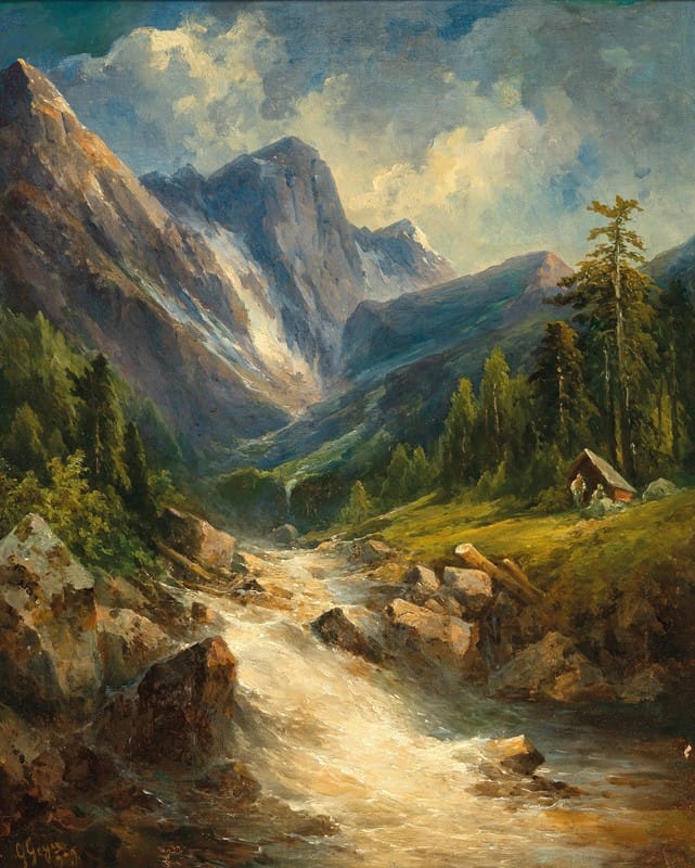 Georg Geyer - A Mountain Landscape with River