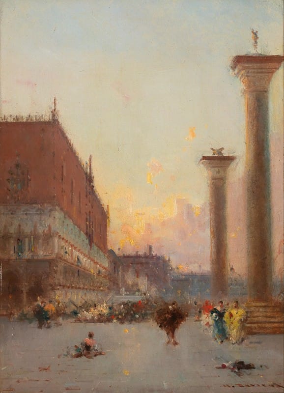 Henri Duvieux - Venice, a View of the Palazzo Ducale and St Mark’s Column