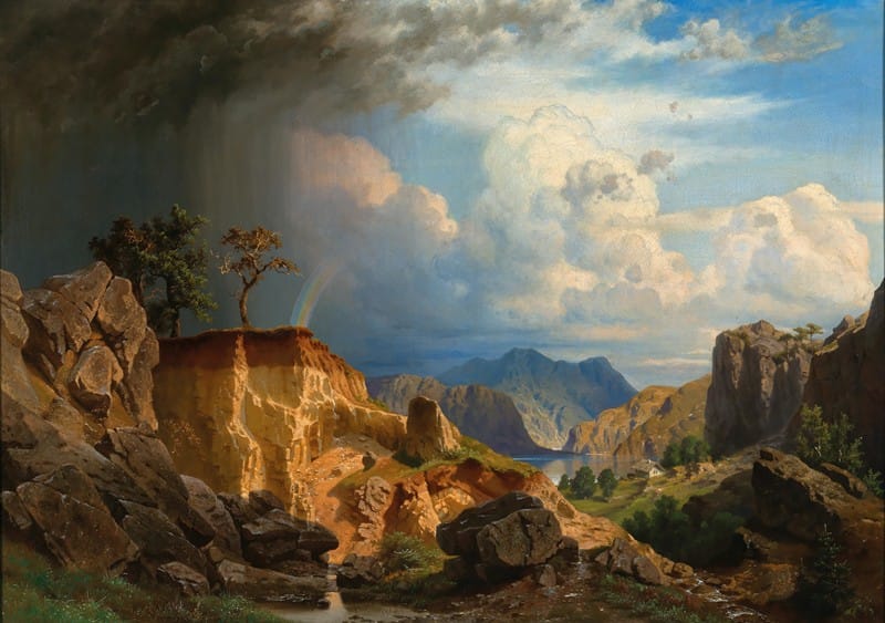 Johann Kautsky - A Vaste Landscape with Rainbow