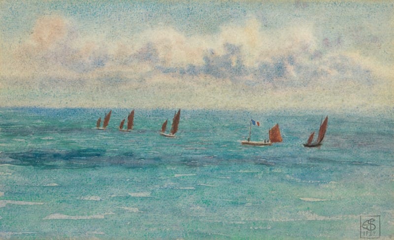 Joseph Edward Southall - French yachts at sea