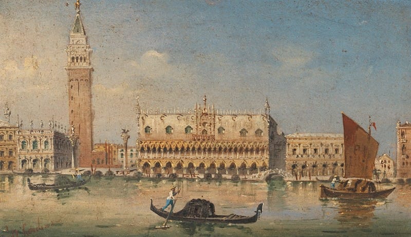 Marco Grubas - Venice, a View of the Campanile, St Mark’s Columns and the Palazzo Ducale