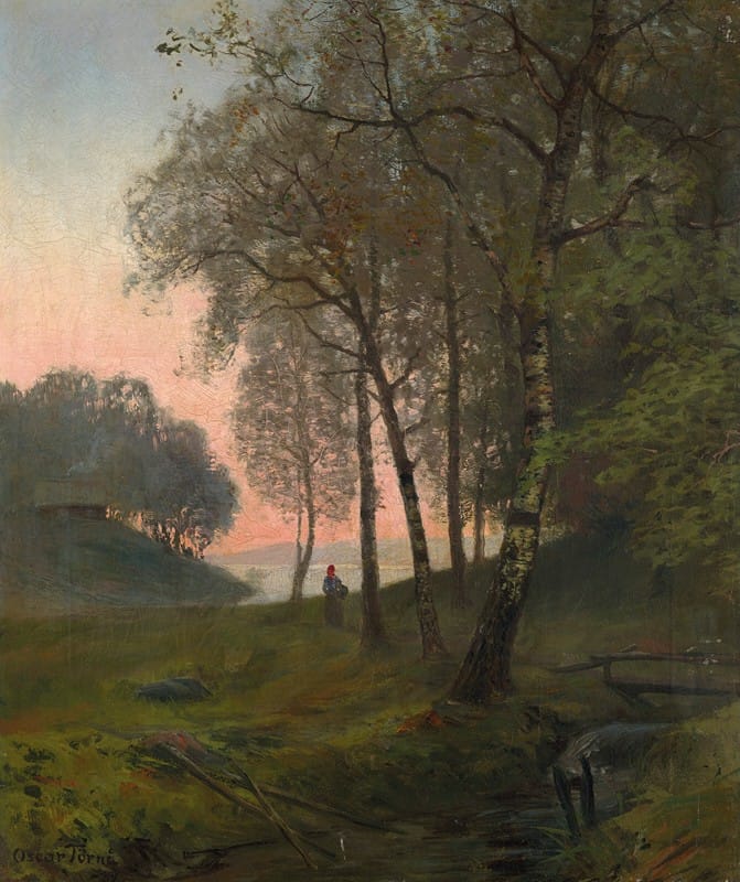 Oscar Törnå - Wooded landscape with figure