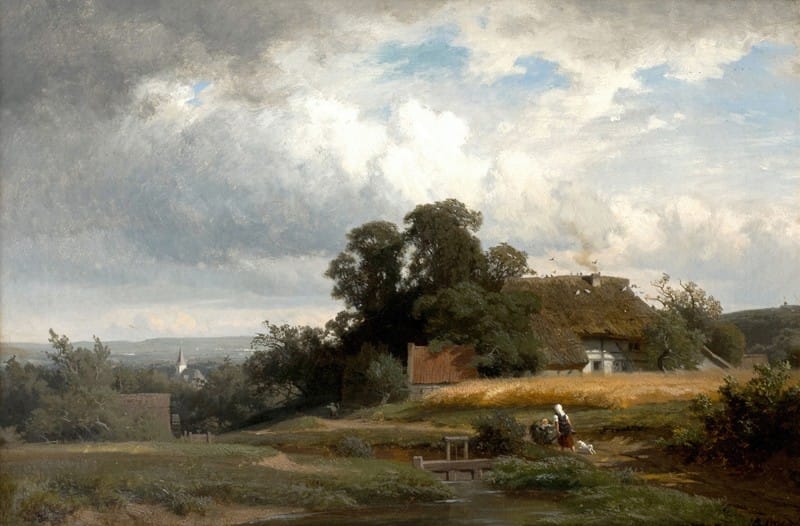Paul Weber - Sommerlandschaft mit Bauernhaus und Mühle