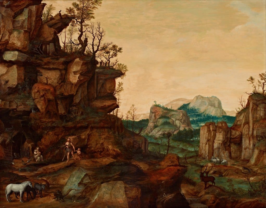 Cornelis van Dalem - Landscape with Adam and Eve