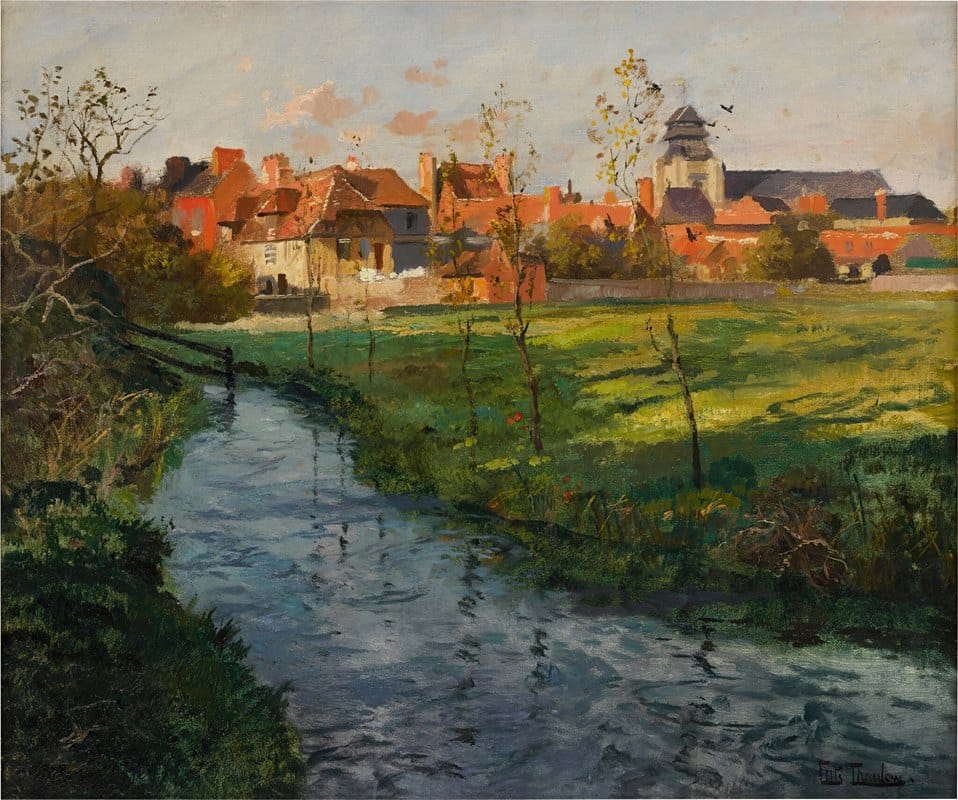 Frits Thaulow - Village by a Stream