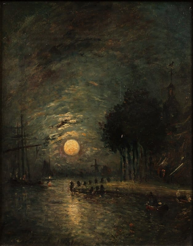 Johan Barthold Jongkind - Moonlight, View of Dordrecht