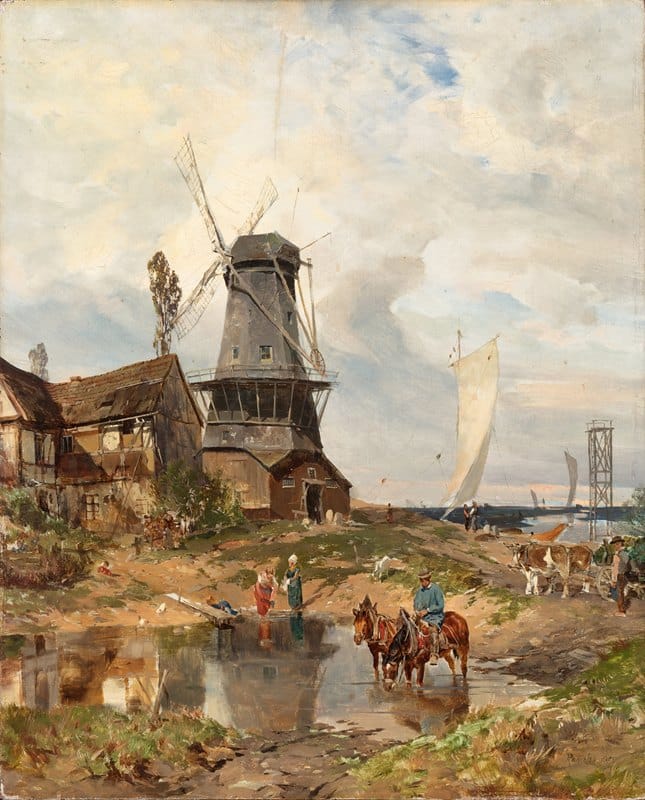 Joseph Rummelspacher - A landscape with a mill
