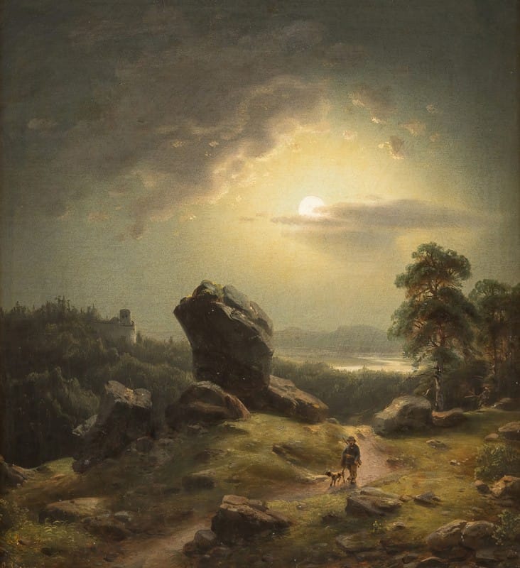 Carl Ludwig Scheins - Landscape in moonlight