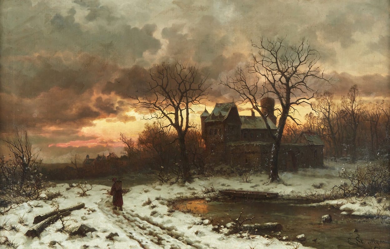 Ernesto Strigelly - Winter Twilight in the Rhine Valley