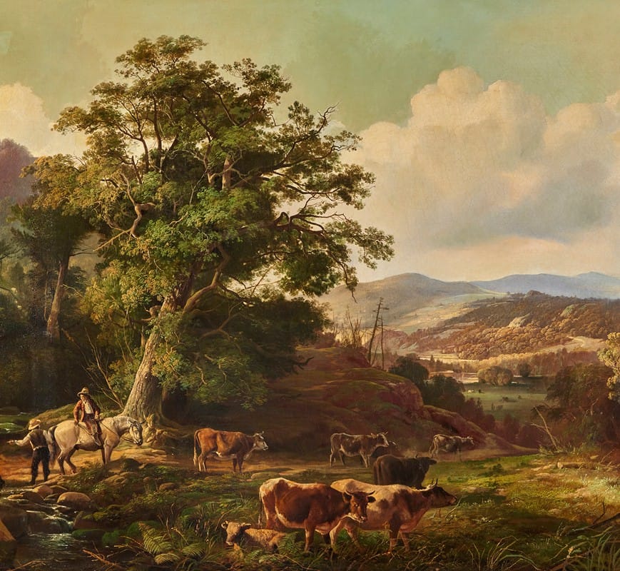 Francis Daniel Devlan - Extensive Landscape with Cattle