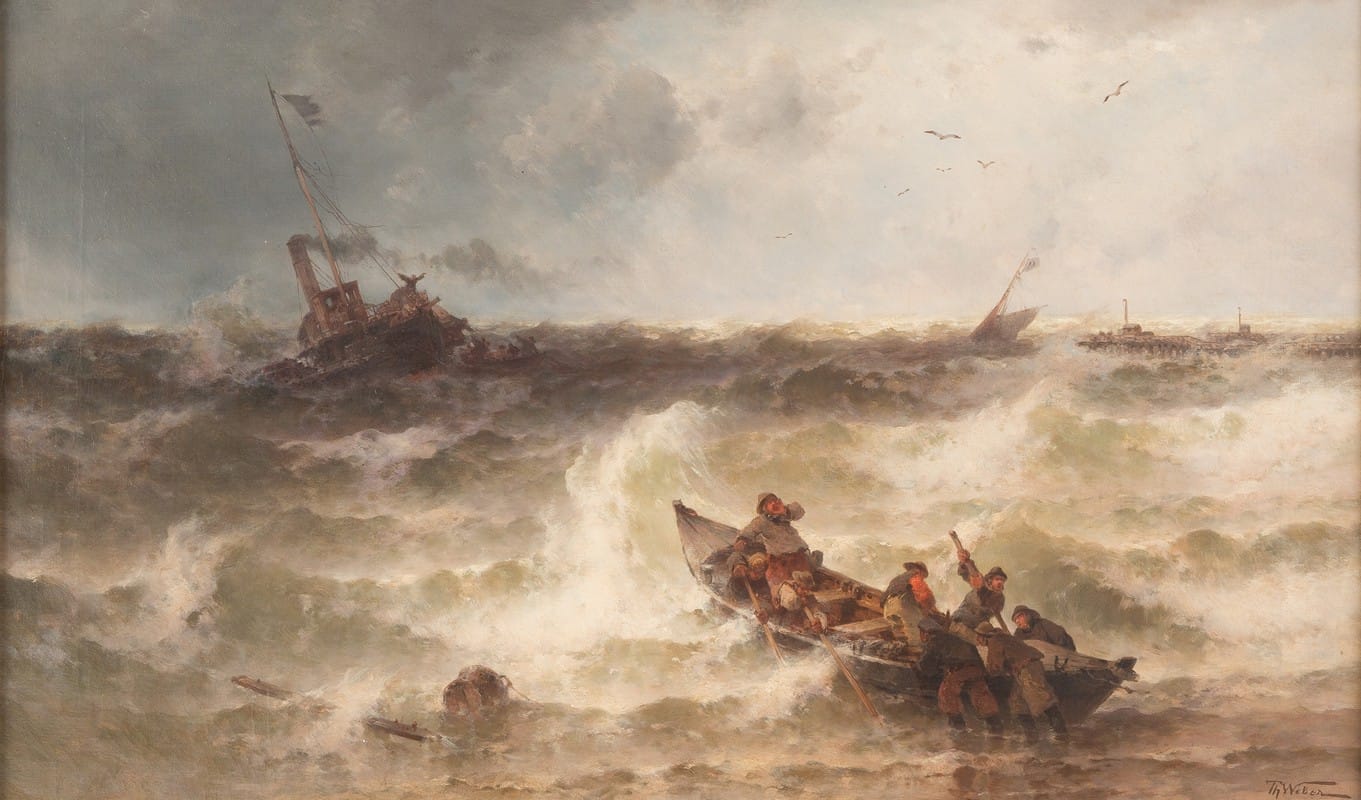 Theodor Alexander Weber - Shipwreck by the pier