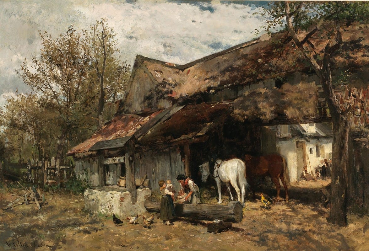 Wilhelm Velten - A Scene of Daily Life in a Farmyard