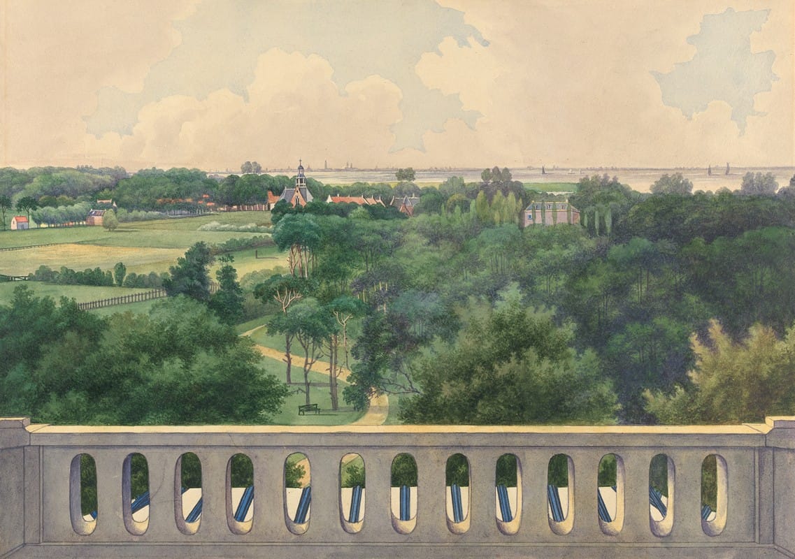 Gerrit Jan Schouten - Boschbeek & Groenendaal; View from Turret towards Kamerlaan, Heernstede and Amsterdam