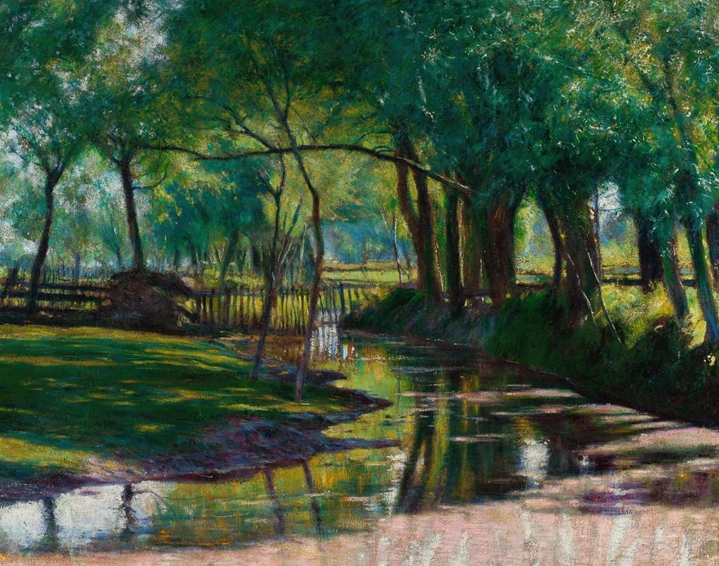Władysław Podkowiński - Green landscape with a stream