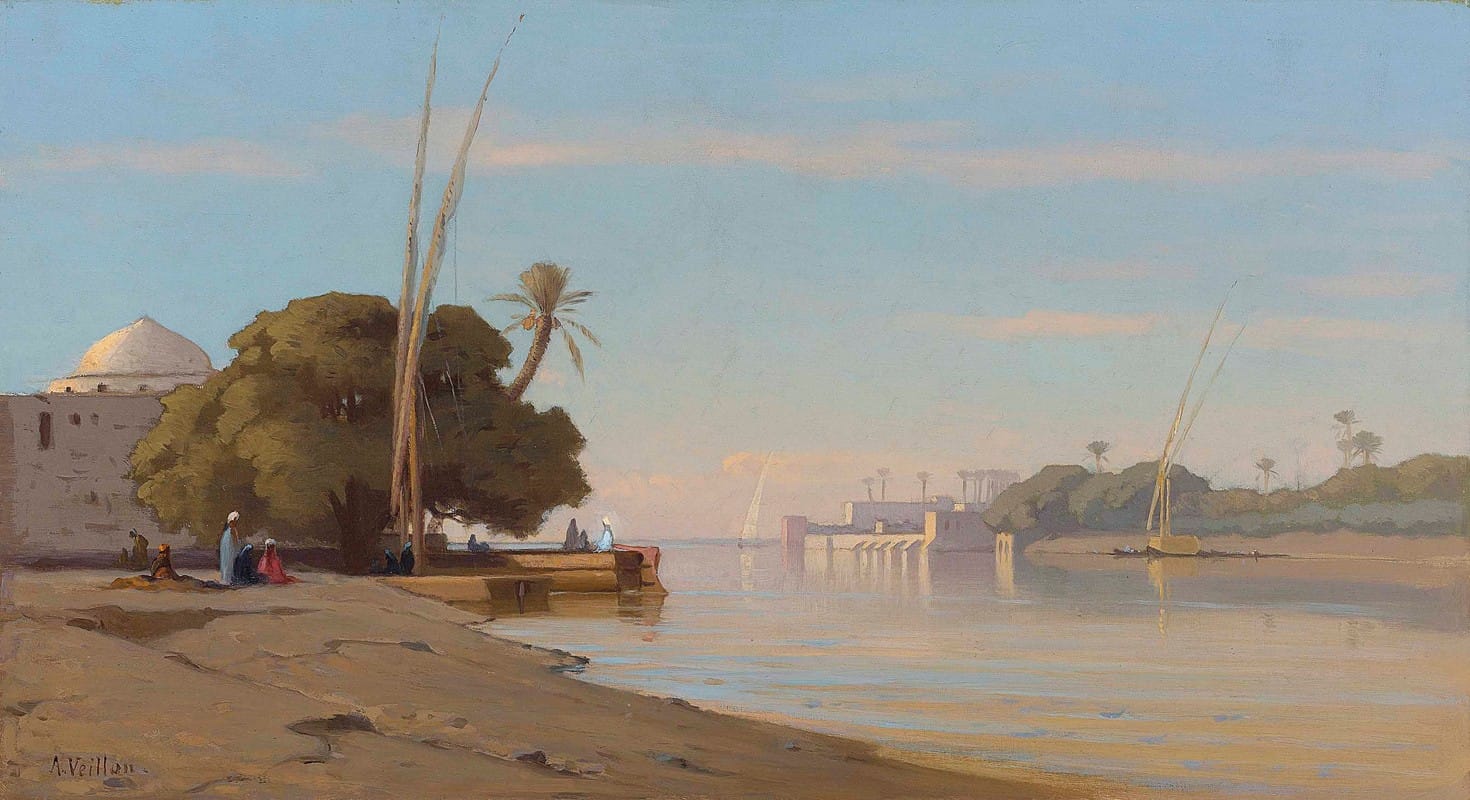 Auguste Louis Veillon - Mosque on the banks of the Nile
