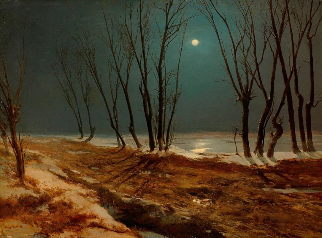 Carl Blechen - Landscape in Winter at Moonlight