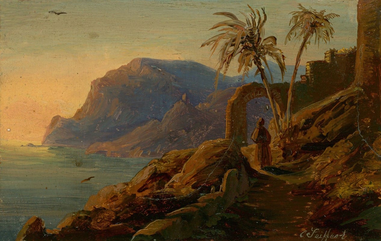 Carl Friedrich Seiffert   - Sunset on Capri