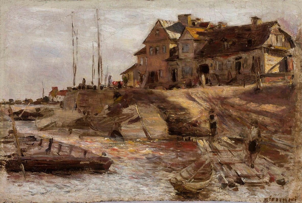 Aleksander Gierymski - Harbour in Solec, sketch