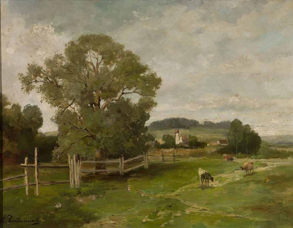 Alfred Zimmermann - Landscape with cows