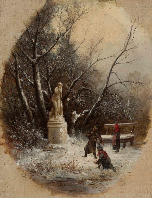 Franciszek Wastkowski - In the Saxon Garden – children at a statue